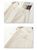 Women's Beige Tencel Cotton High Waist Wide Leg Pants - Slimming Petite Nine-Point for Spring and Autumn 2025