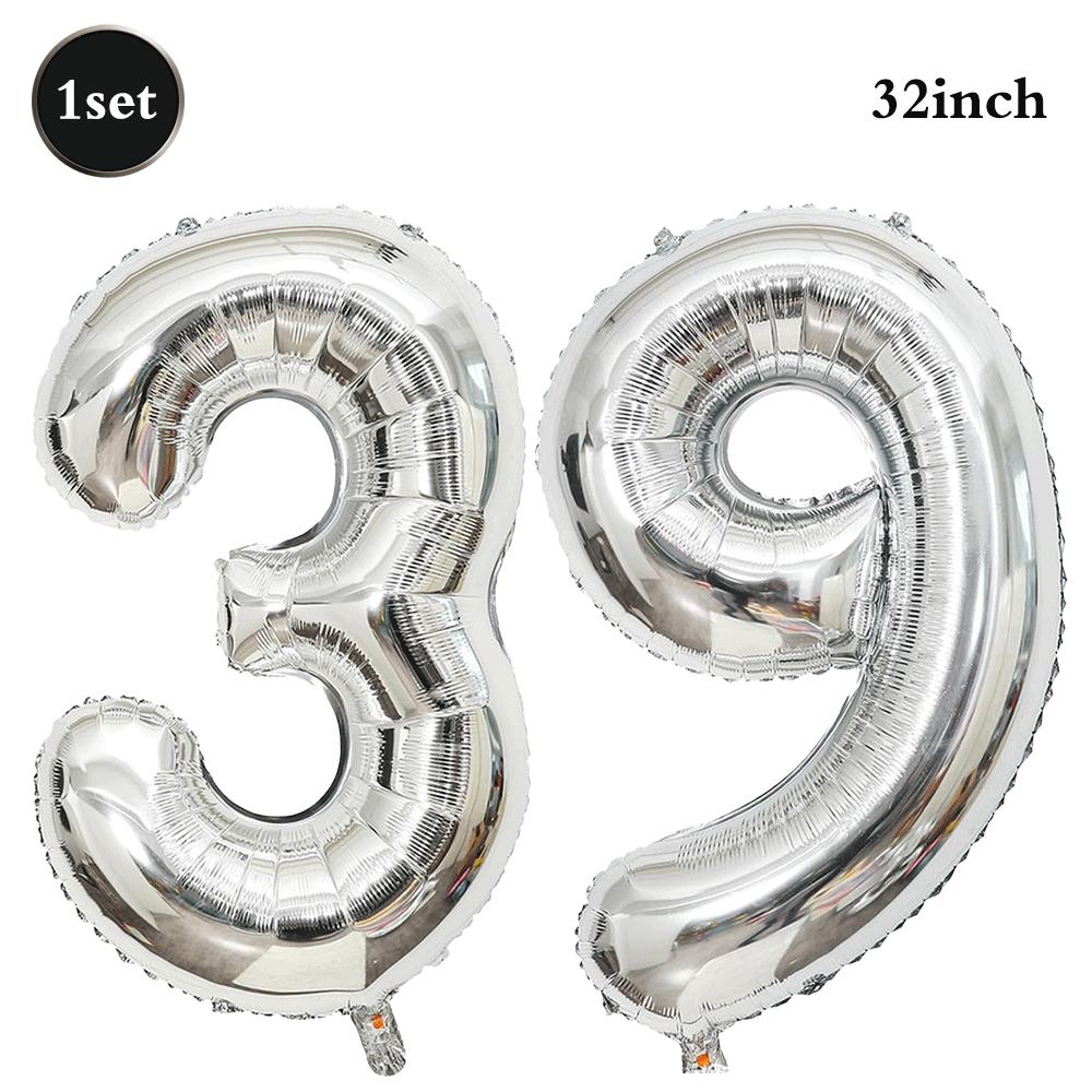 32inch Silver Number Foil Balloons Large Digit 0-9 Helium Globos Happy Birthday Party Decor Wedding Anniversary Graduation 2026