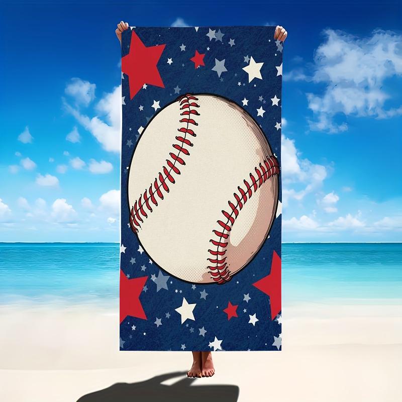 American Patriotic Stars Baseball Microfiber Beach Towel Oversized Extra Large Sports Theme Pool Blanket for Kids Boys Travel