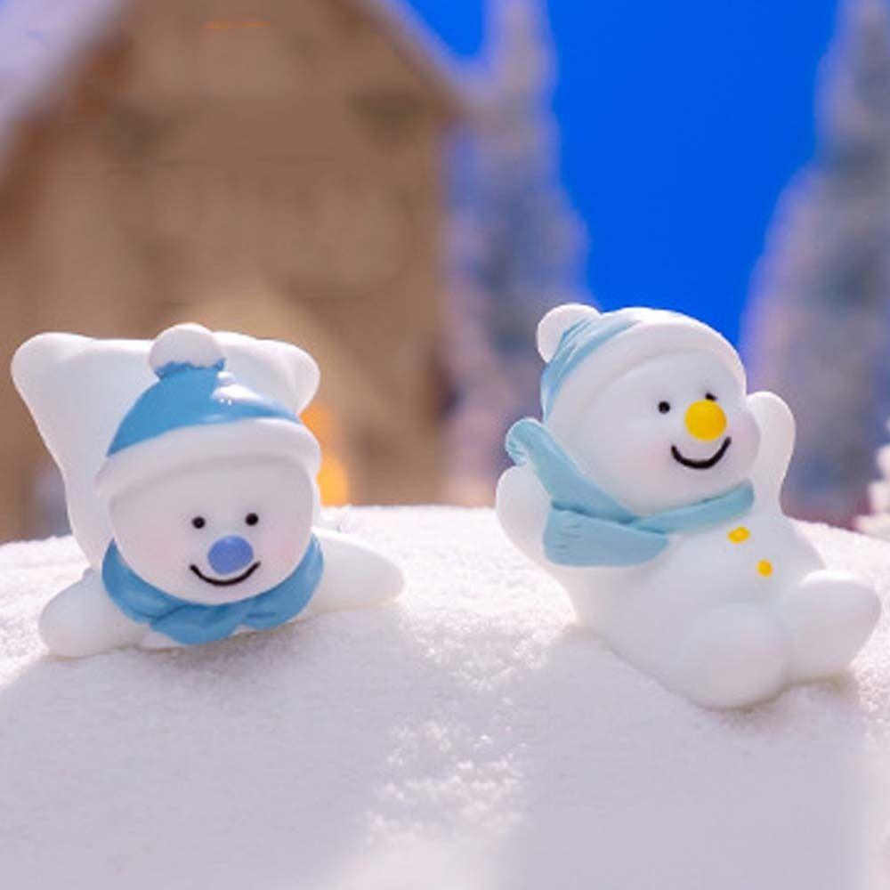 Cartoon Christmas Snowman Figurine Cute Snowman Statue Kids Gift Mini Snowman Ornament  Home Decor