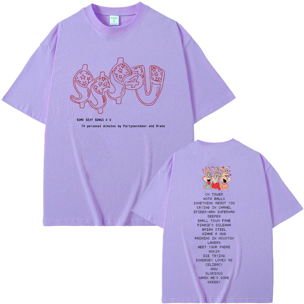 Rapper PARTYNEXTDOOR & Drake Some Sexy Songs 4 U SSS4U Album Graphic T Shirts Men Hip Hop Oversized T-shirt Male Cotton T-shirts