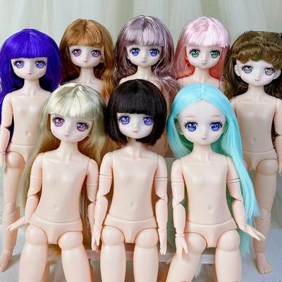 30cm 23Jointed Girl Doll Nahé části těla Panenky s vlásky Dětské hračky Dívčí panenka