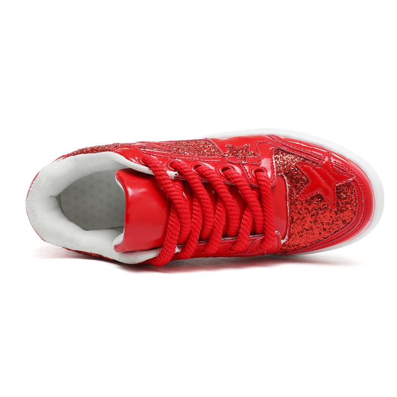 Men Sparkling Shoes Couple Lightweight Sneakers Red Gold Women’s Low Sneakers Casual School Student Plus Size