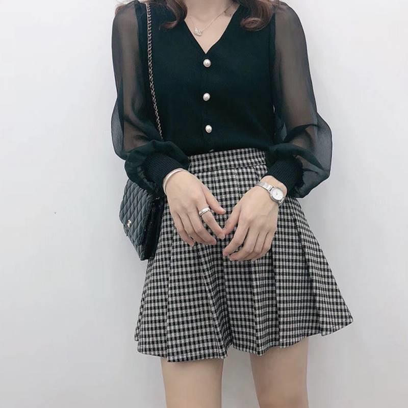 Lace Chiffon Knitted Top Women's Spring New Short Cardigan Summer Long Sleeve Underlay Fashion