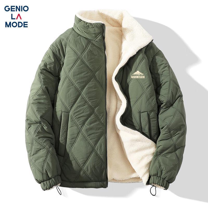 

GENIOLAMODE Men s Thickened Stand-Collar Padded Jacket L