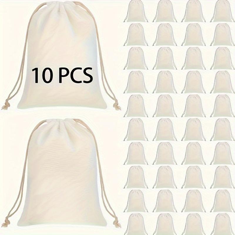 10PCS Sublimation Blank Drawstring Bags Reusable Cotton Craft Bags for DIY Projects, Wedding & Christmas Favors, Party Supplies,Perfect for Room Decor
