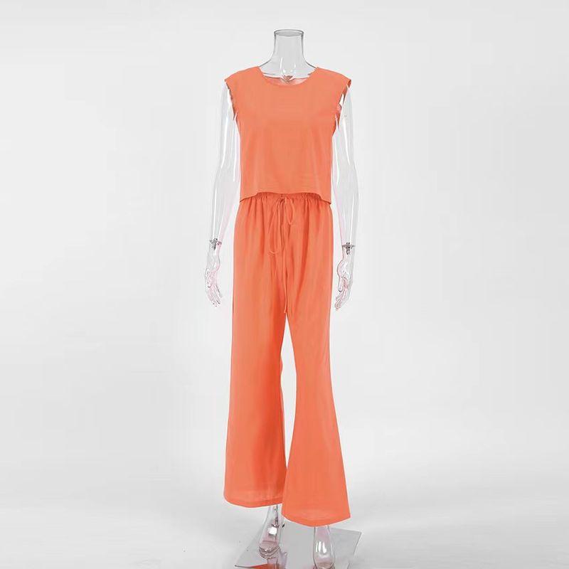 New Summer Fashion Style Women's Clothing Fashion Loose Vest Pants Two-piece Set Vest Long Pants Suit