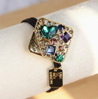 Стеклянная заколка-резинка в стиле барокко со стразами, персонализированная квадратная резинка - Ретро-заколка в стиле барокко One Size