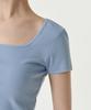 MUSINSA STANDARD WOMAN Women'S Slim Square Neck T-Shirt [Cloudy Blue]