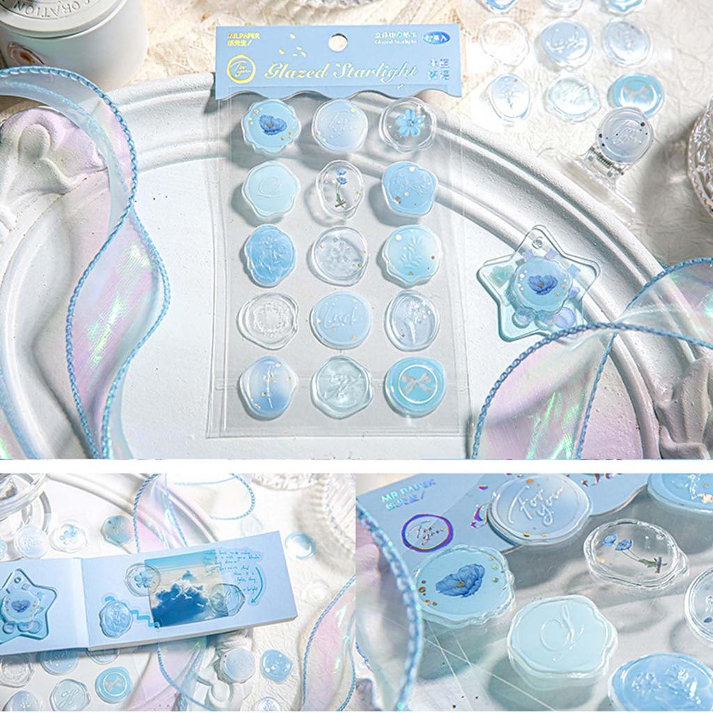 60 Cute Round 3D Seal Wax Stickers in 4 and Perfect for Decorating and Clear, Styles Butterfly, Flower, Letter, Leaf. Envelopes, Invitations,