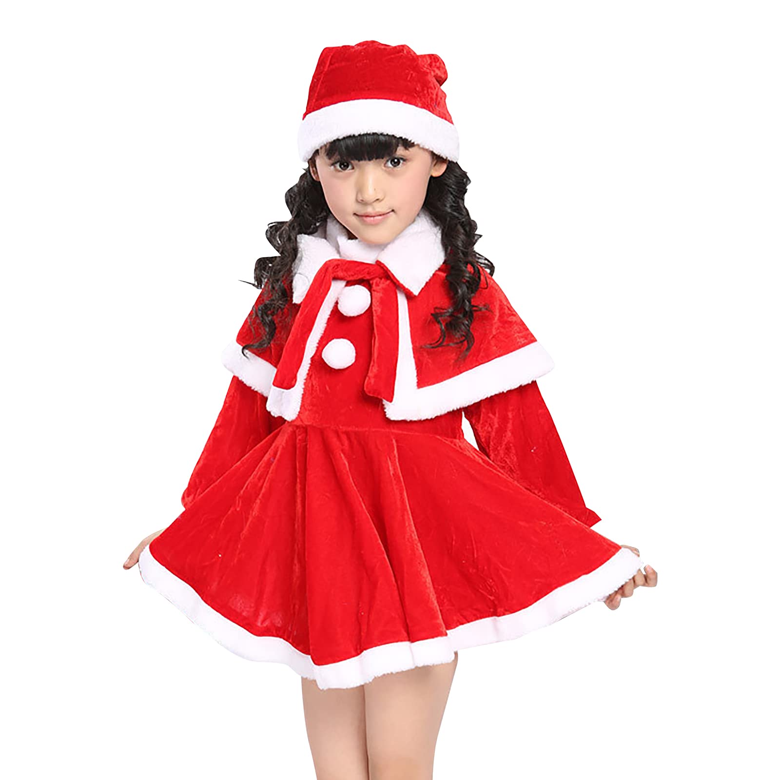 

Moonlove Santa Claus Costume, Kids Christmas Costume with Hat, Santa Claus Outfit, Cape, Cloak, Dress, for Girls and Boys, Perfect for Christmas,