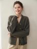 V-Neck Air Layer Cashmere Women's Knit Cardigan - Loose, Slimming, Single-Breasted Top
