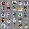 50 Transparent and Bizarre Teacup Stickers, Halloween Horror Ghost Skull Waterproof Decorative Stickers