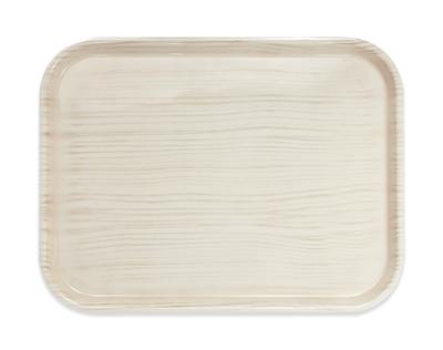 TATSU-CRAFT Pino Anti-Rutsch-Tablett, 42 cm, Holzmaserung, Weißes Holz, Rutschfest, Mikrowellengeeignet, Stilvolles Kunststofftablett, Groß, Klein, Tief, Quadratisch,