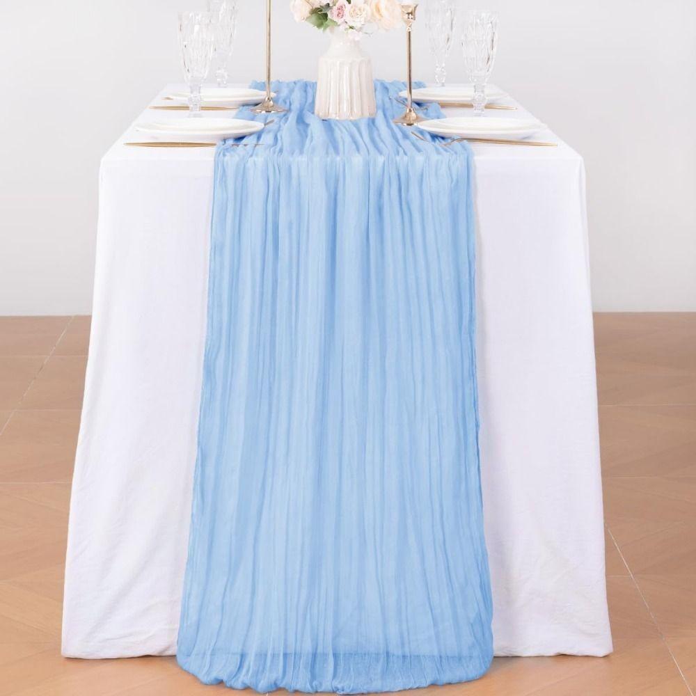 New Bohemian Long Table Runners Comfortable Wrinkled Design Tablecloth Rustic Sheer Runner Banquets Table Cover