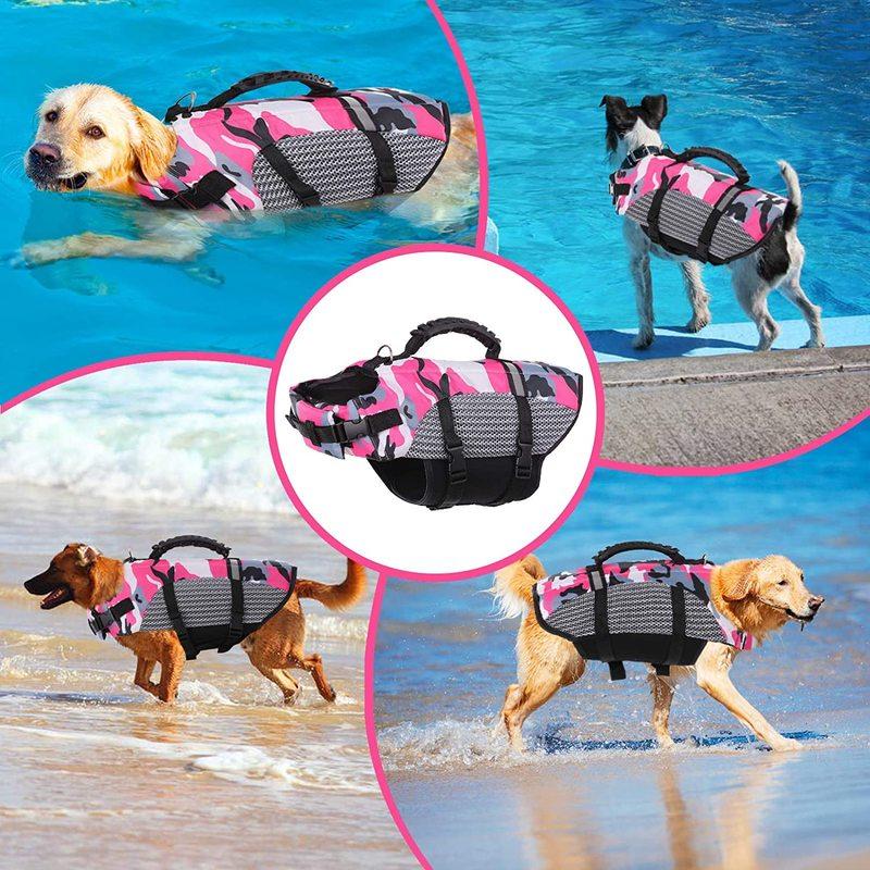 Dog Life Jacket Ripstop Pet Safety Life Vest Adjustable Dogs Lifesaver Vest Camouflage Swimsuit