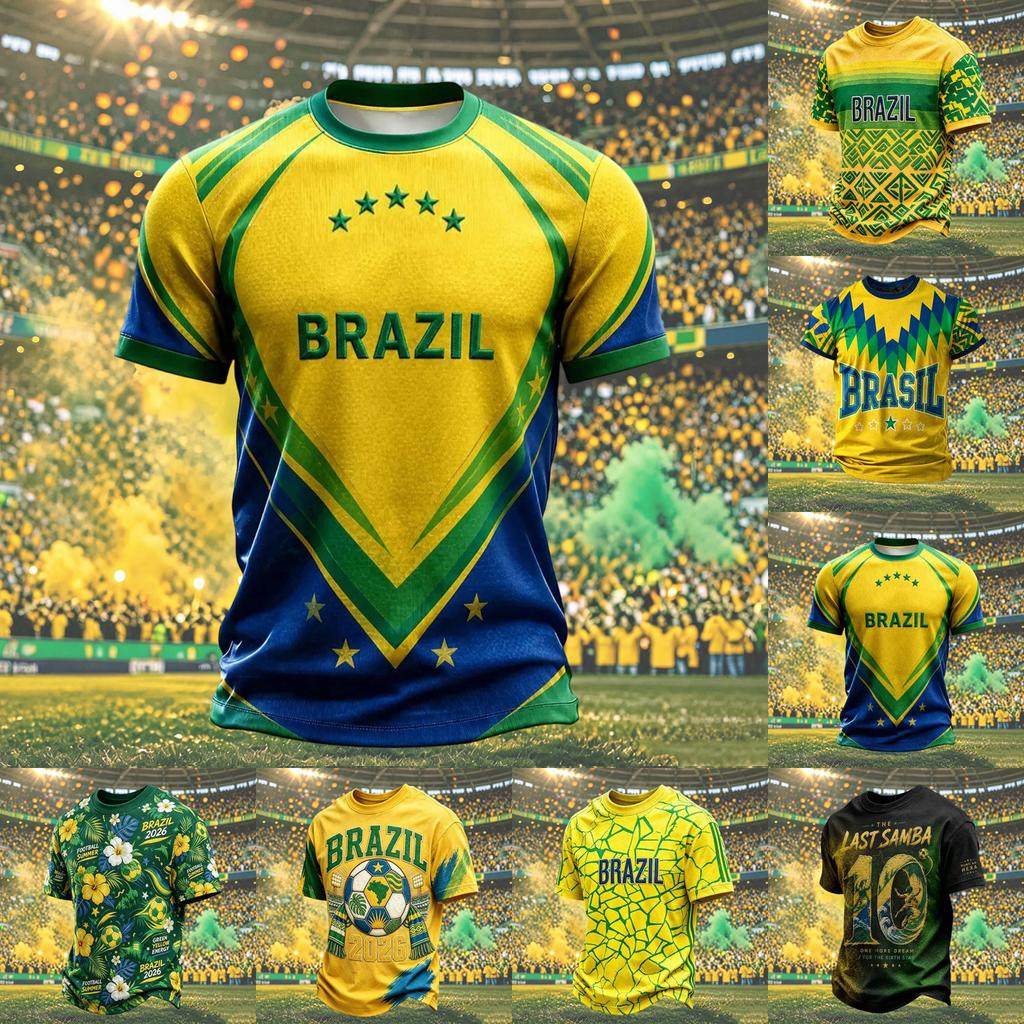 Men's Short Sleeve Graphic T-Shirt with Soccer Print, Breathable & Comfortable Neck, for Fan Celebrations