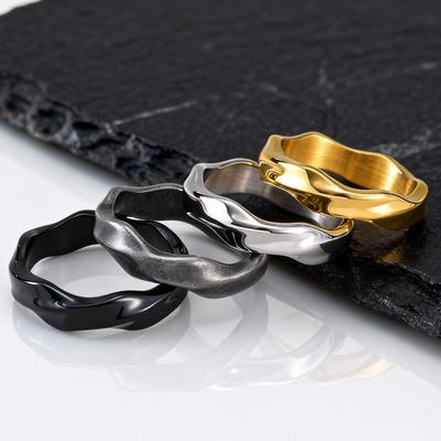 Klassische Möbiusringe für Männer Jungen, Wasserdichter Edelstahl Verdrehter Fingerring, Vintage Liebe Ewigkeit Schmuck Geschenk für Ihn Jungen