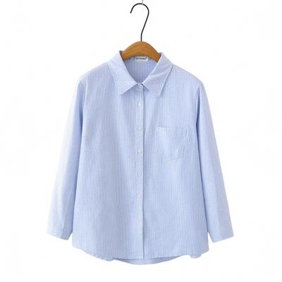 Damen Übergröße Langarm Gestreiftes Oxford-Hemd - Elegantes Frühjahr 2026 Oberteil/Strickjacke