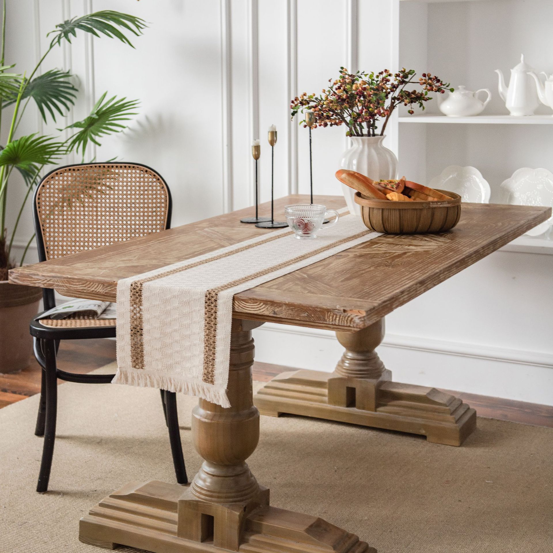 

Дорожка для стола из мешковины в фермерском стиле, дорожка для стола в стиле бохо, современный декор для фермерского дома, плетеное кружево из хлопка в деревенском стиле 30x140cm