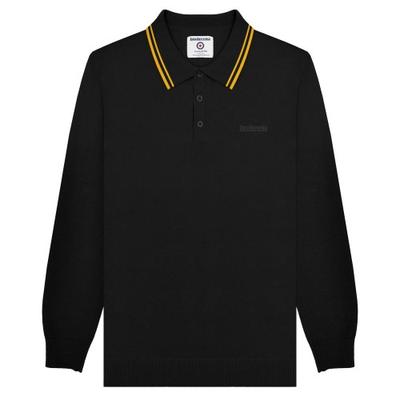 Mens Knitted Tipped Long-Sleeved Polo Shirt