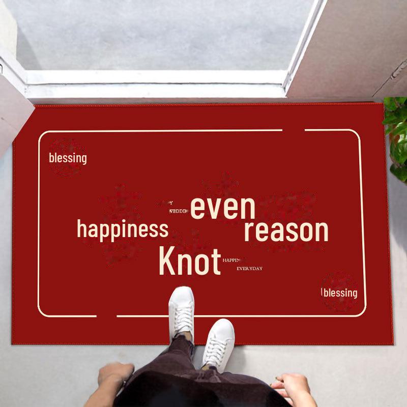 Kırmızı Düğün Kapı Paspasları - Yeni Evlilerin Dekorasyonu İçin Şık Giriş Halısı