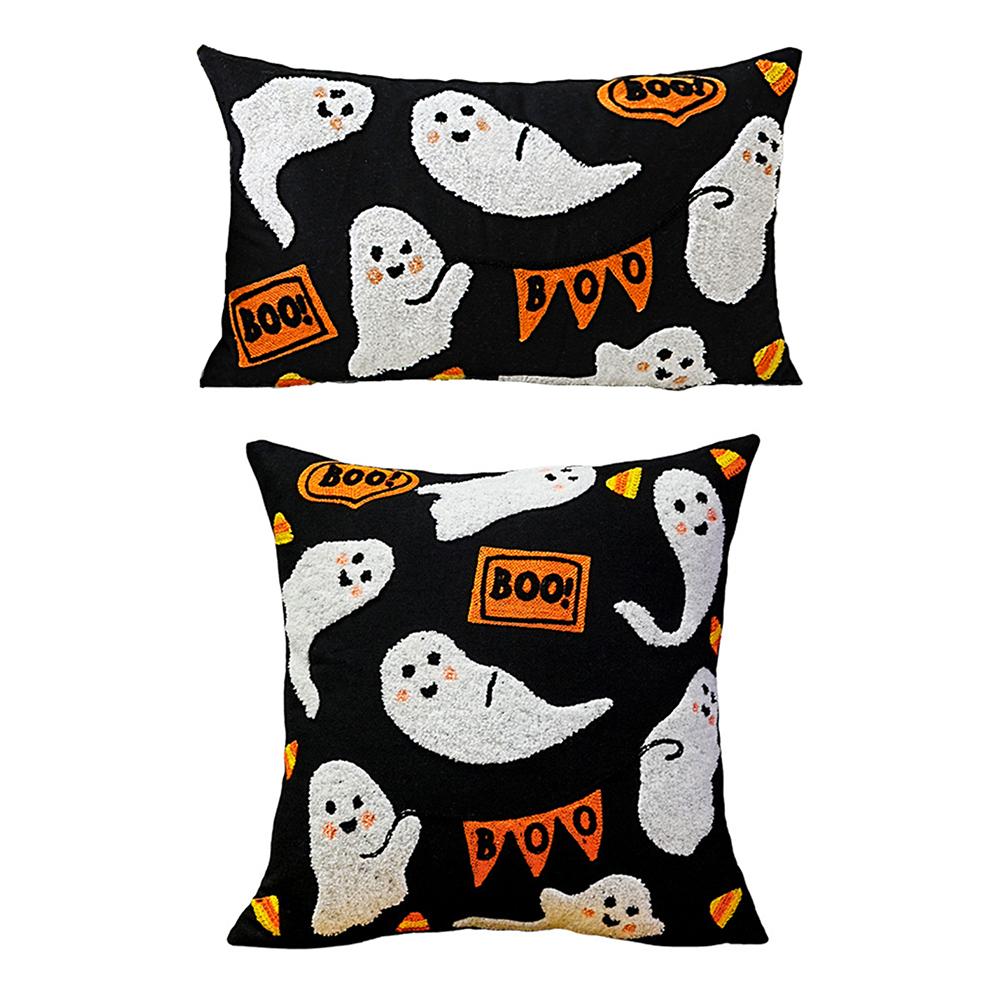 Halloween Pillow Covers Ghost Throw Pillow Covers Cute Ghost Pattern Cushion Covers for Sofa Couch Bed Living Room Decoration