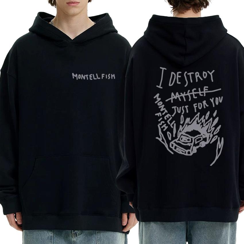 2025 New In Montell Fish Album Double Sided Printed Black Hoodie Men Women Vintage Harajuku Sweatshirt Unisex Fleece Pullover