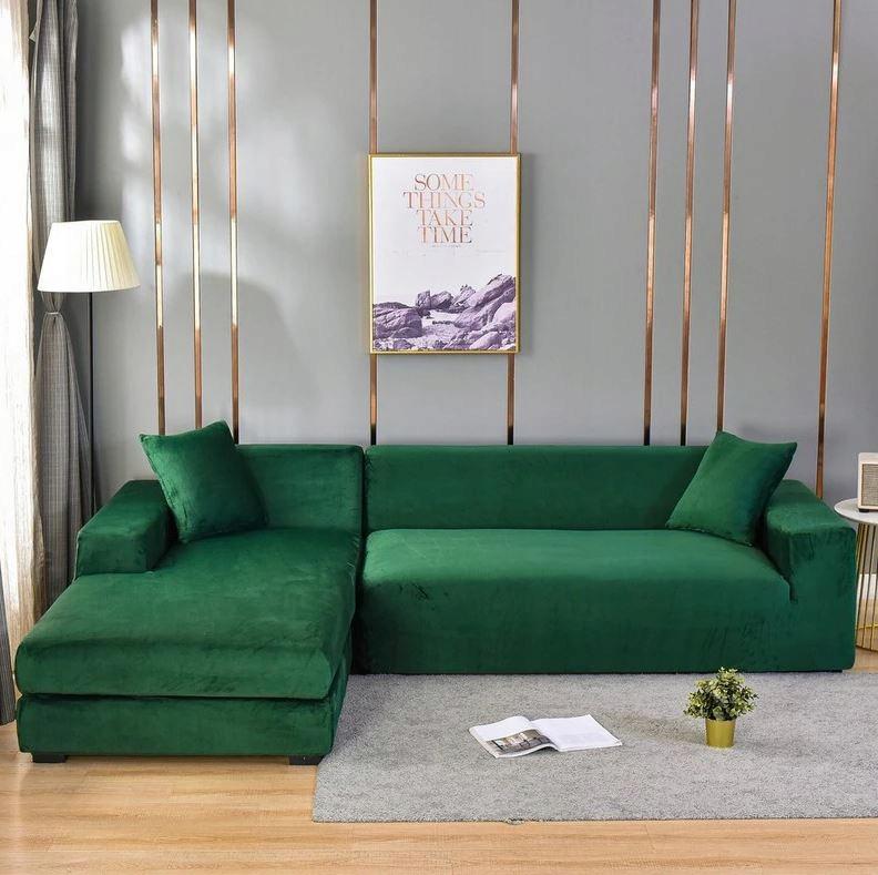 Cover For Sofa, 3-Seater Sofa, Green Velvet