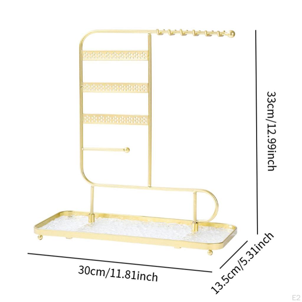 Soporte de Joyería de Arte en Hierro Estante Exhibidor de Joyas Decorativo con Ganchos Organizador de Pendientes Collares