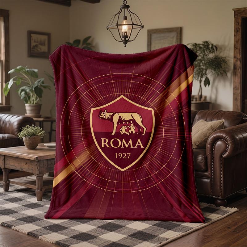 Coperta in Pile Tema AS Roma Morbida e Accogliente Coperta in Peluche per Camera da Letto Divano Viaggio