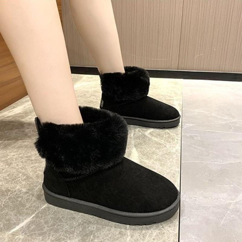 Fashion Winter Fleece-Lined Warm Solid Color Snow Boots for Women Platform New Rock Waterproof Non Slip Y2k Large Size Goth Woman Shoes