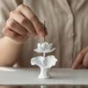 3D Printed Lotus Figurine, Flower Shape Decorative Incense Holder, Desktop Ornament for Meditation Yoga Room Home Office