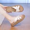 French thick-bottomed cool slippers for women's summer outer wear 2025 new cross-strapped flat-bottomed high-end skirt one-word slippers