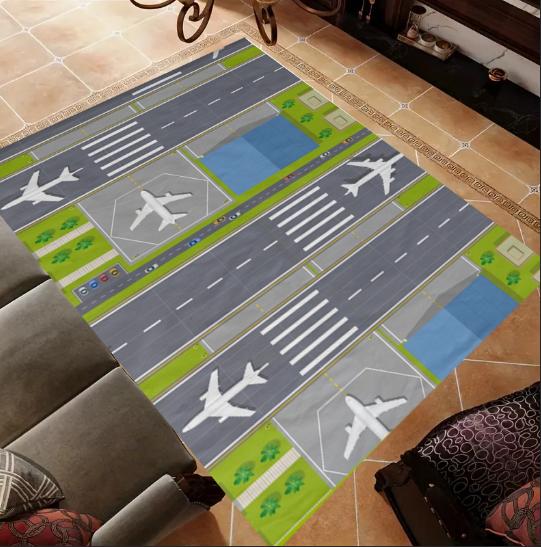Runway Pattern Floor Mat Soft and Durable Soft Flannel Floor Mat Kitchen Floor Living Room Carpet Bedroom Carpets Decoration