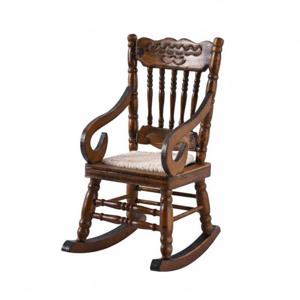 Rocking chair at 1:12 scale, handcrafted and richly detailed