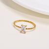 Minimalist Geometric Thin Strip White Zircon Rings for Women,Gold Plated Wedding Statement Rings,Stainless Steel Jewelry Gift