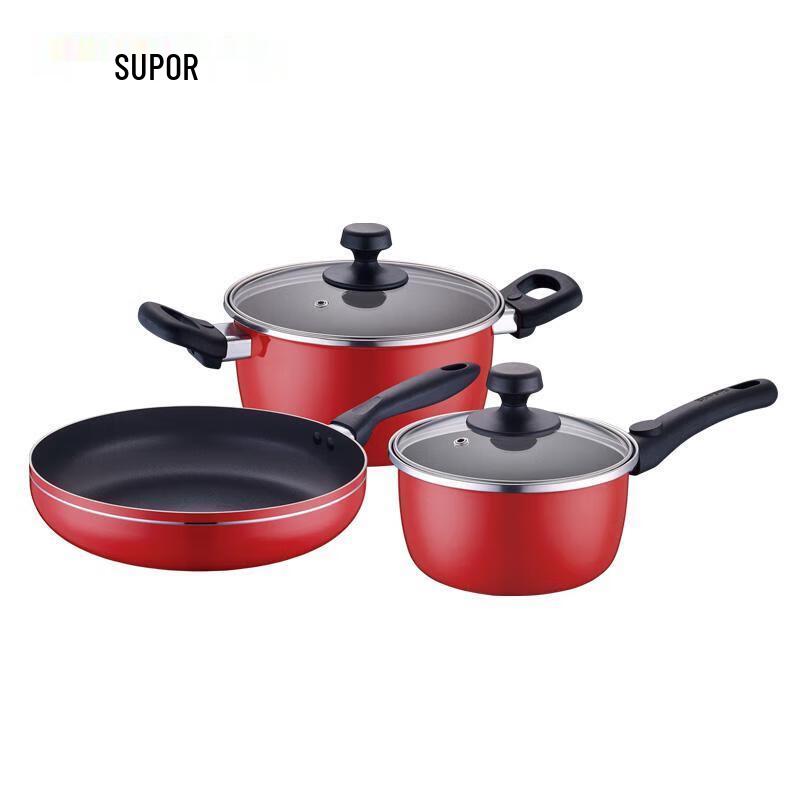 

SUPOR 3-Piece Chinese Red Non-stick Cookware Set