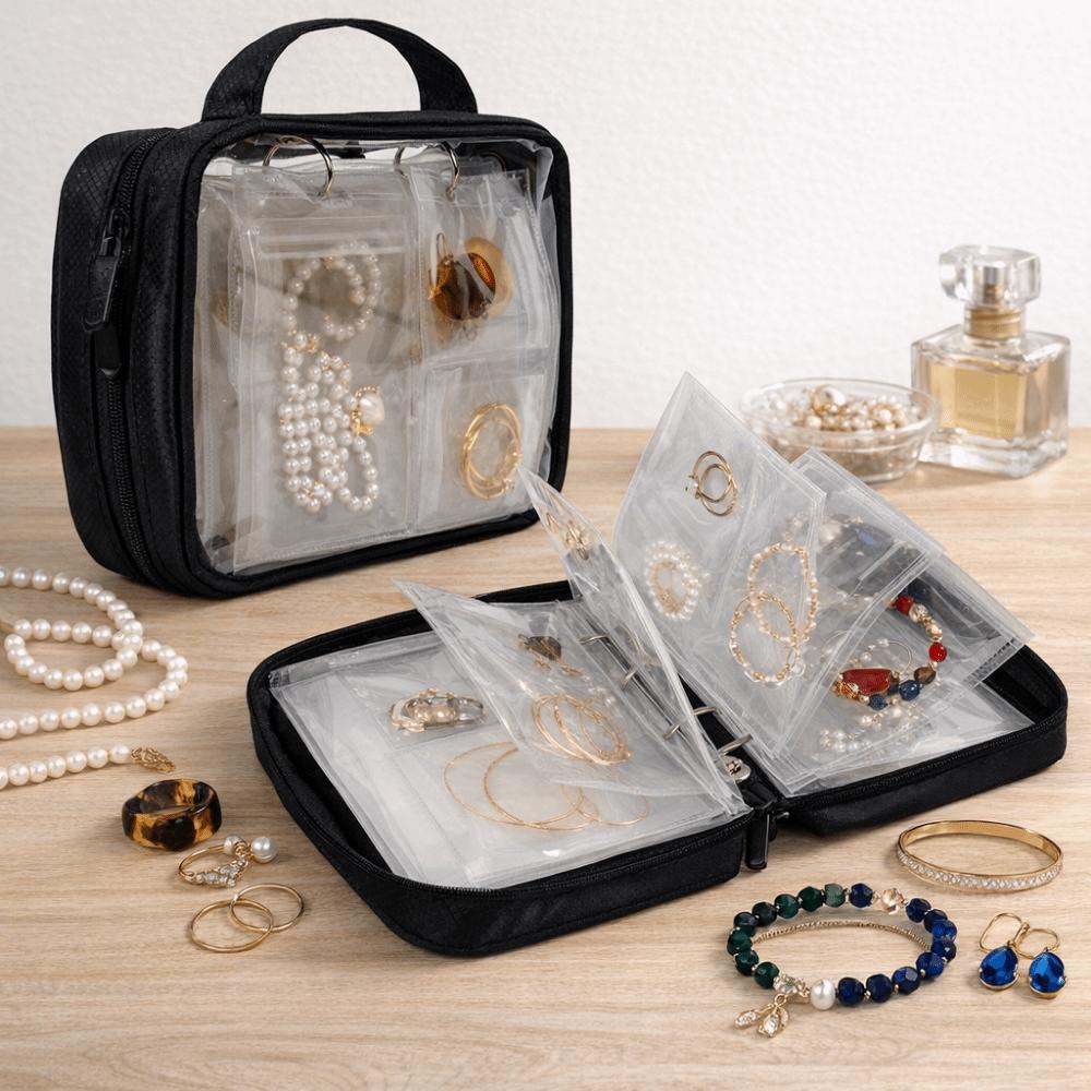 Large Capacity Clear PVC Jewelry Organizer Dust-proof Sealed Necklace Ring Packing Bag with Zipper Earring Holder Travel