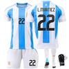 Argentina Home Stadium No.10 & No.11 Di Maria Jersey Set Kids Adult Fans Replica Football Uniform
