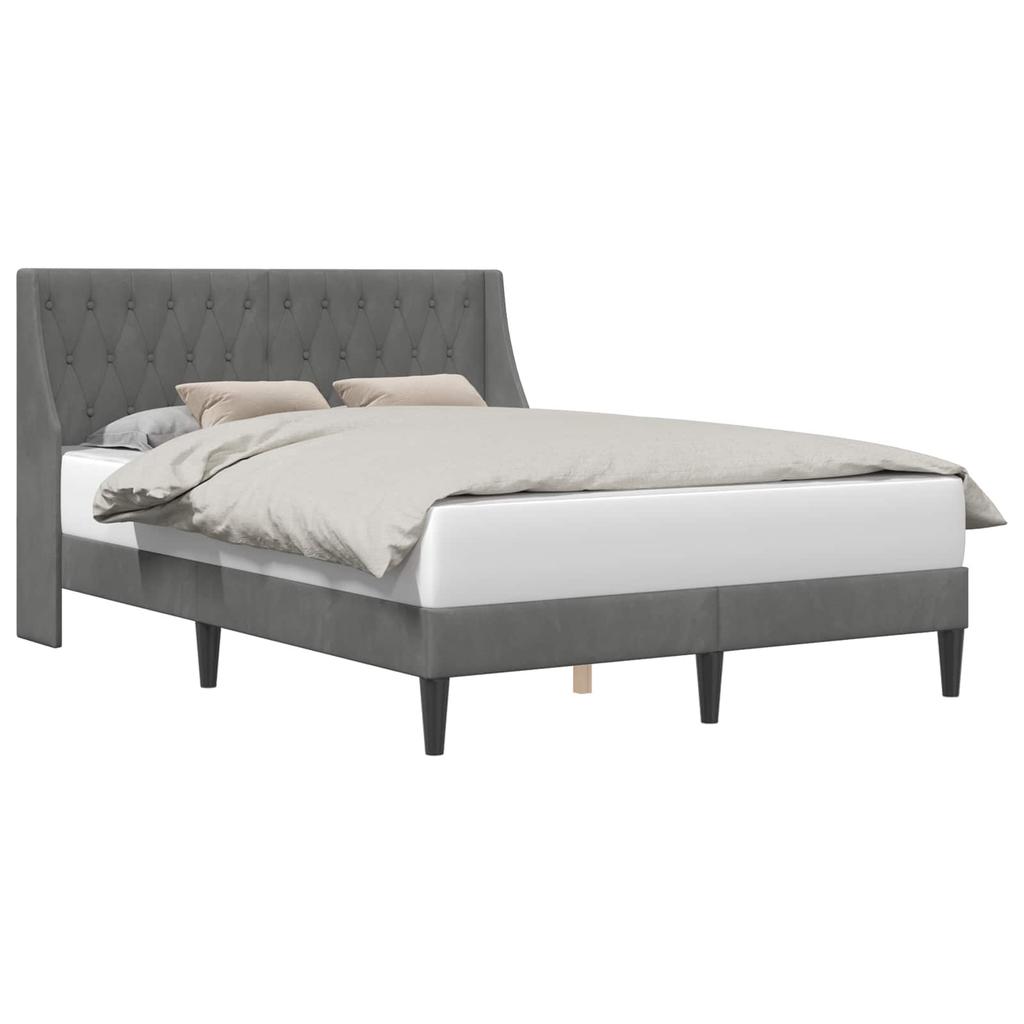 Bed Frame with Headboard Dark Grey Velvet