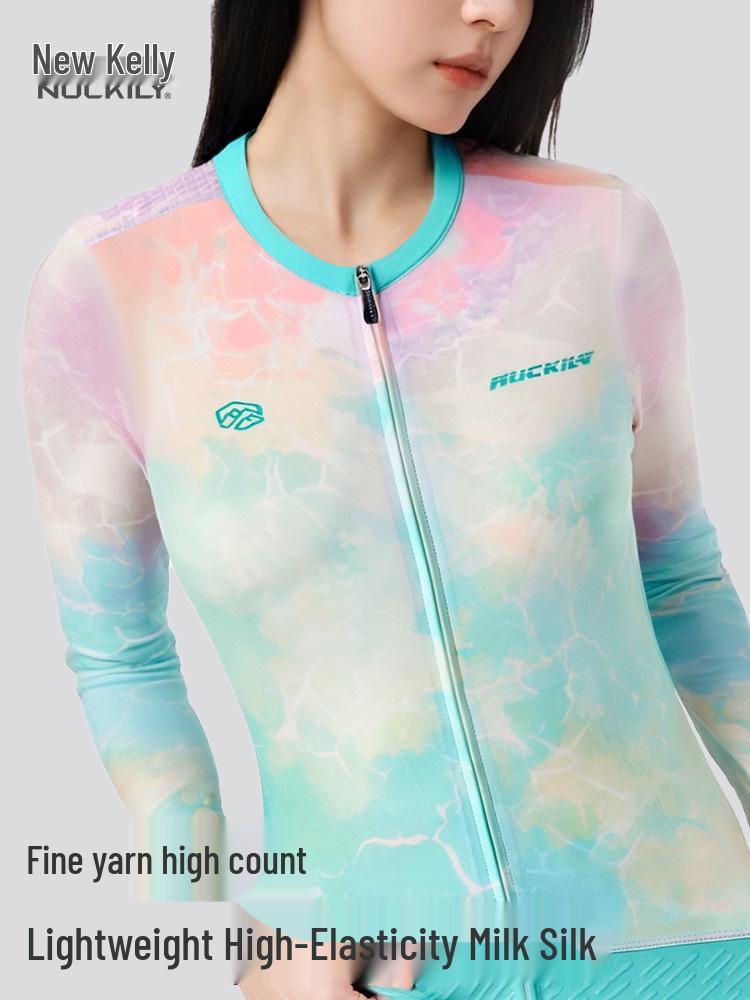 NUCKILY Damen Langarm-Radtrikot - Atmungsaktives Slim Fit mit Sonnenschutz für Frühjahrs-/Herbstfahrten.
