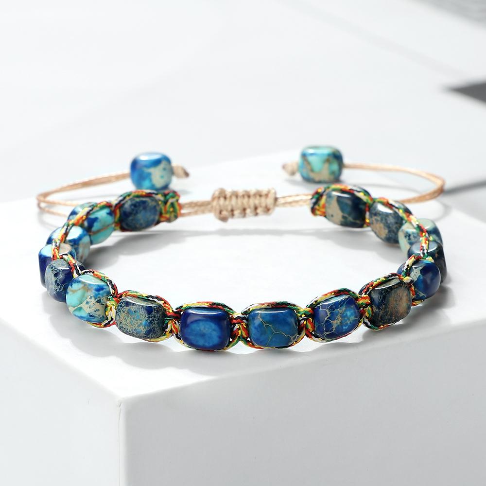 Bohemian Imperial Stone Beaded Bracelet Handmade  Braided String Bangles Friendship Jewelry Gift Vintage Design Strand Bracelets