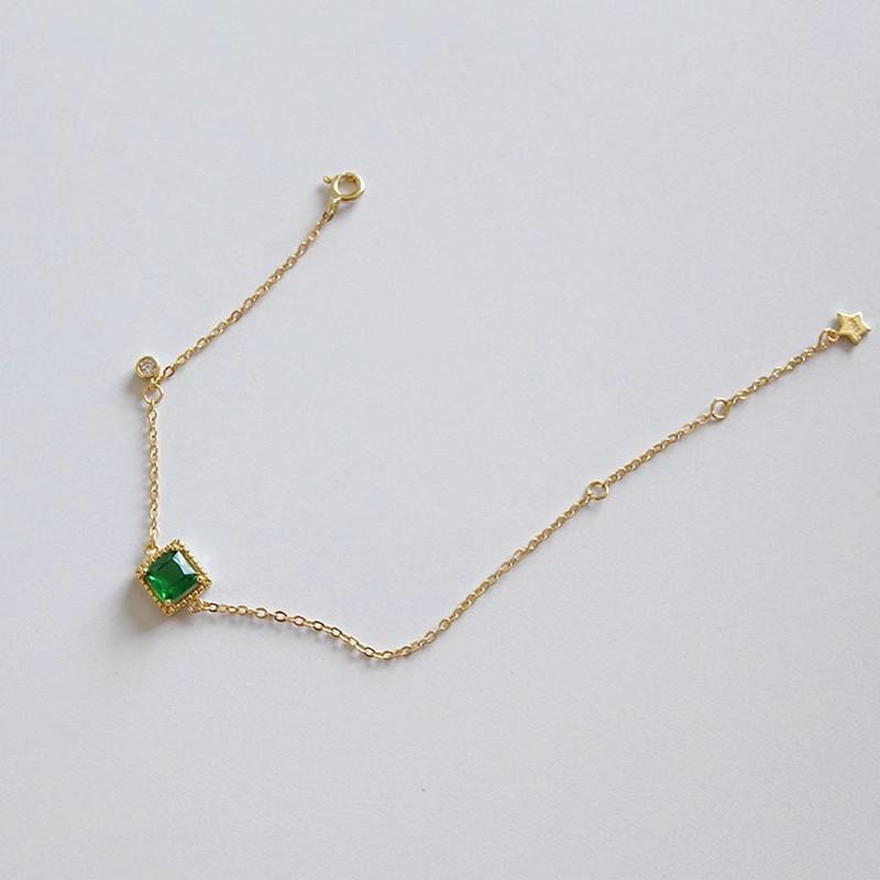 Simple Crystal Geometric Square Chain Bracelet Women Jewelry Gift