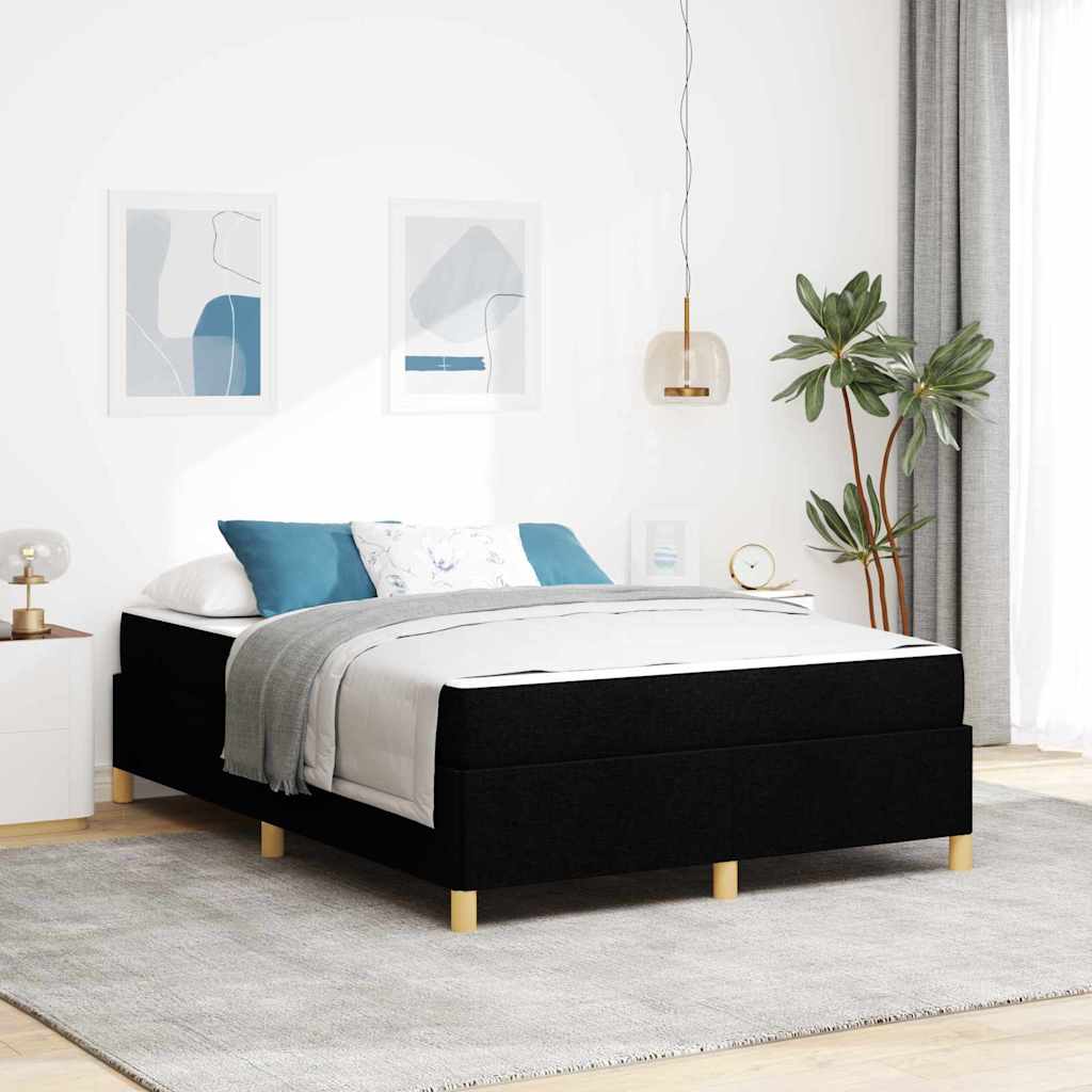 Bed Frame with Mattress Black 140 x 190 cm Fabric