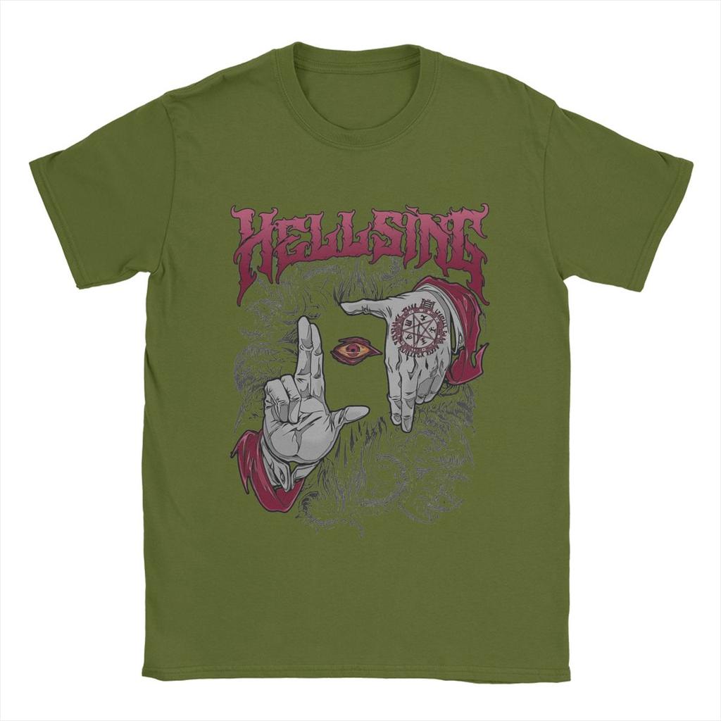 2025 Neues Modell Hellsing Dark Gothic Herren T-Shirts Anime Neuheit T-Shirts Kurzarm Rundhals T-Shirt 100% Baumwolle Grafik Kleidung
