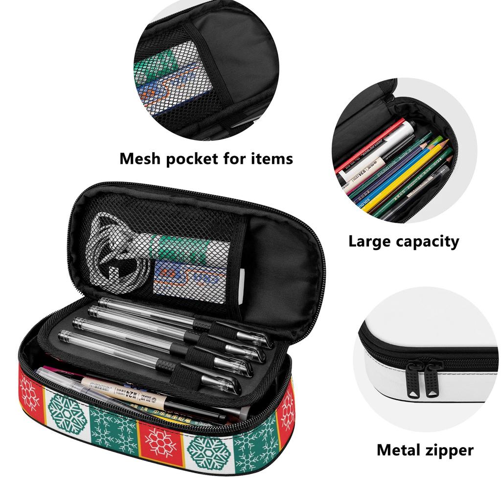 Pen Case Organized Storage Zipper Closure 300D Polyester with Main Compartment Mesh Pocket and Pen Slots for Teens and Students