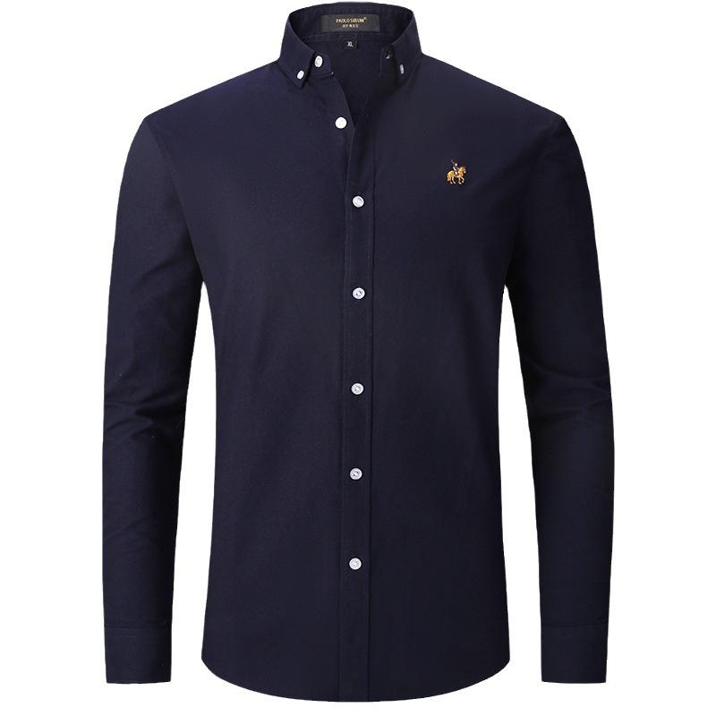 European and American Style Men's Spring Autumn Top 100% Cotton Shirt Long Sleeve Business Menswear