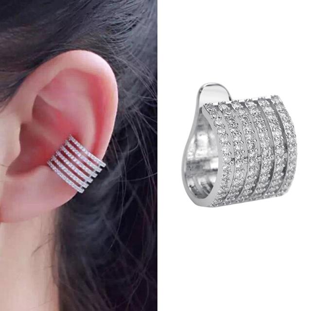 Plain Simple Star Women Shape Cubic Zircon Ear Cuff Charming Crystalline Clip On Earrings Earcuff Without Piercing Earrings Jewelry Giveaway