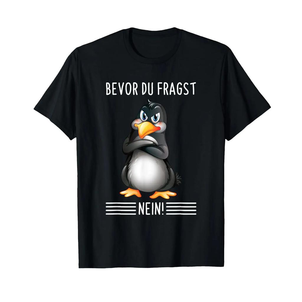 Before You Ask No Funny Penguin Saying T Shirt Vintage Breathable Soft Designer Clothes Top For Everyday Wear Stretched